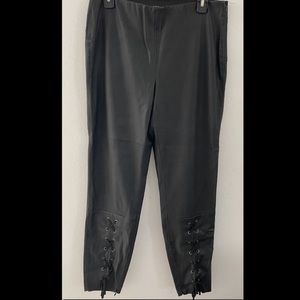 Zara Black pleather pants with lace at the bottom